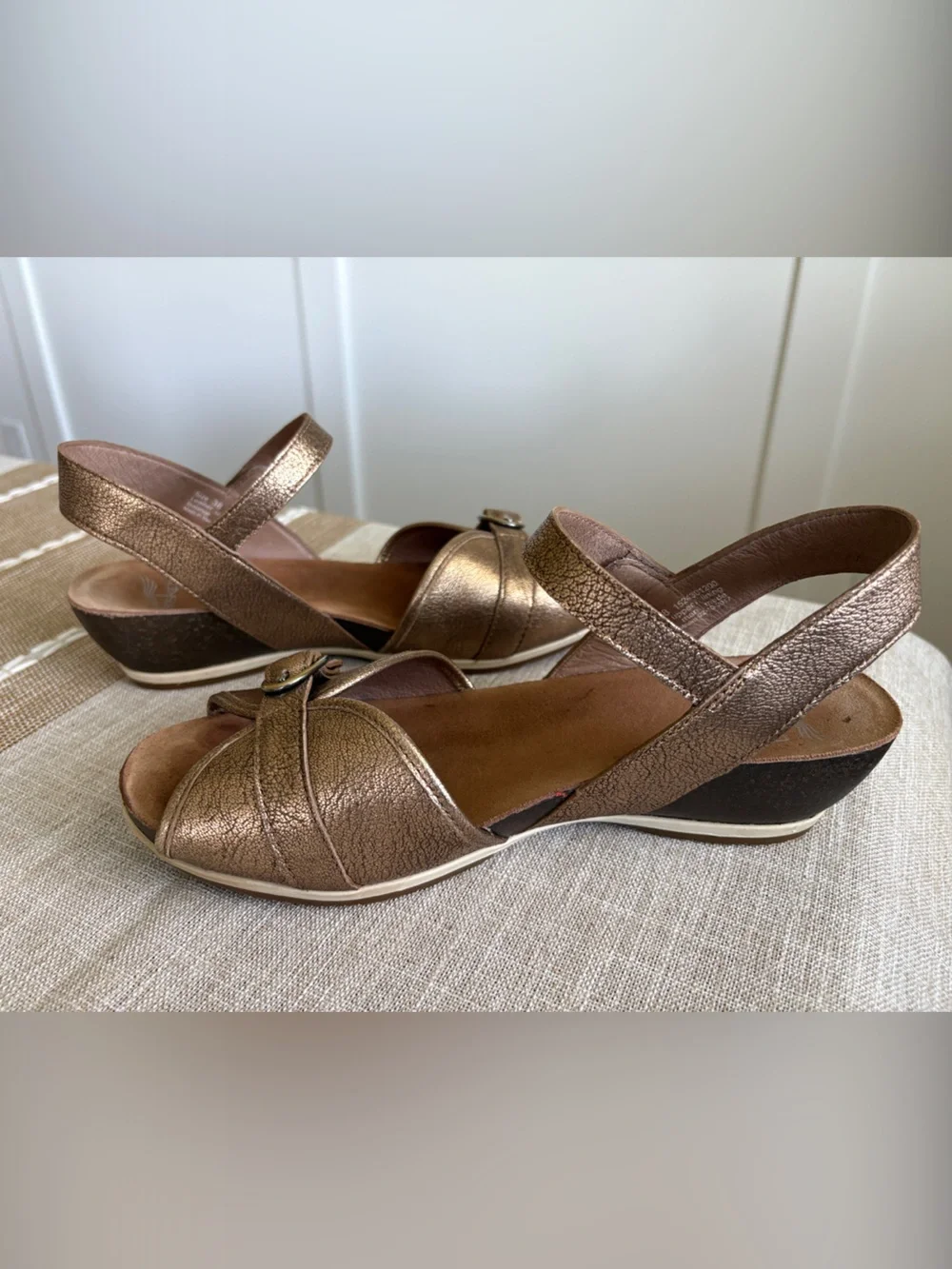 Dansko Bronze Metallic Slingback Wedges